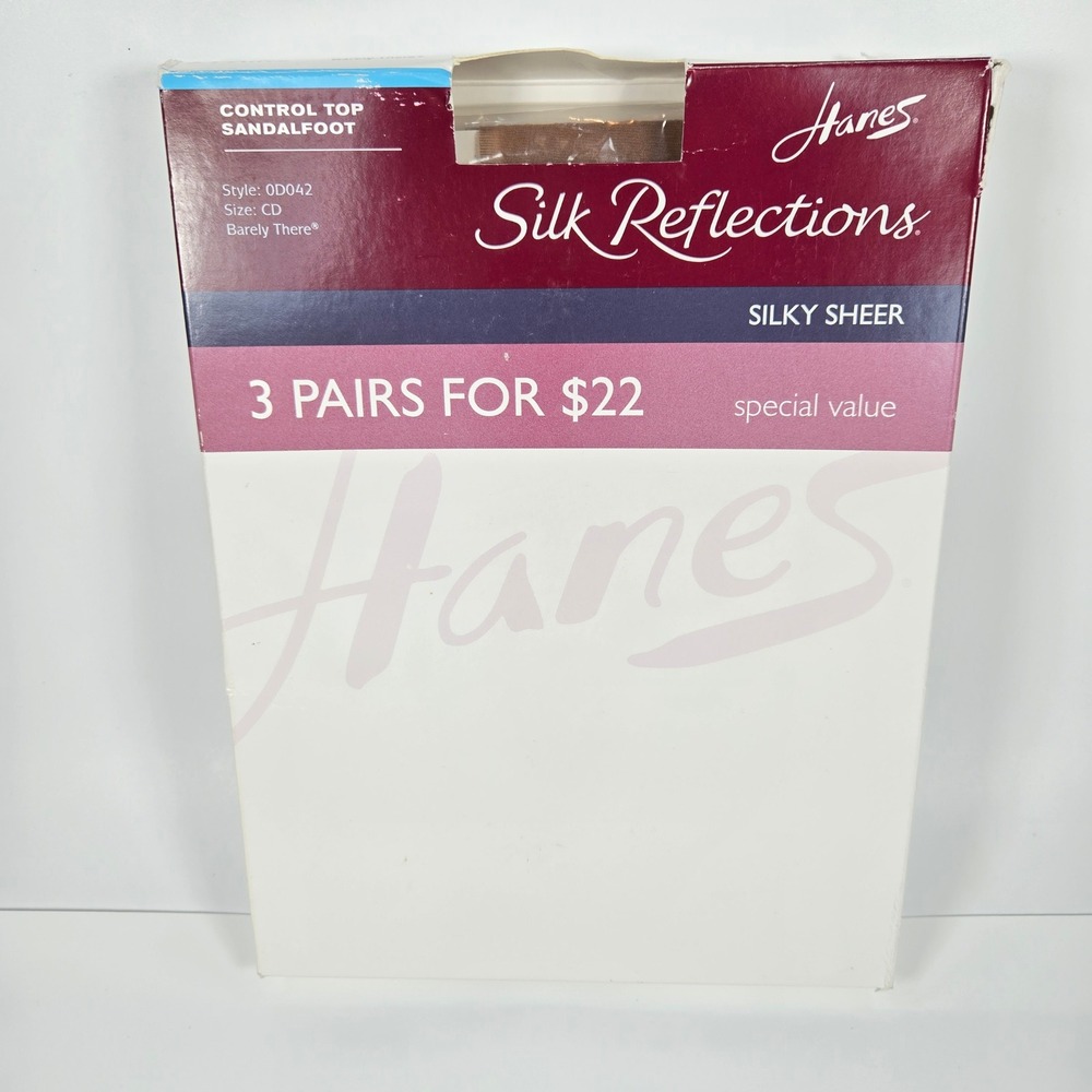 Hanes Silk Reflections Hosiery Bundle 4 Pairs Size CD Sheer Barely There‎ Black - Picture 2 of 13